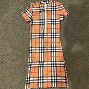 Plaid print mini dress